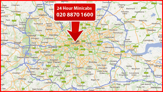 24 hour mini cab london map 