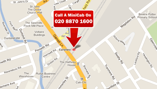Earlsfield location  map - london minicab service