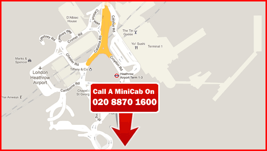 putney to heathrow airport map - london minicab