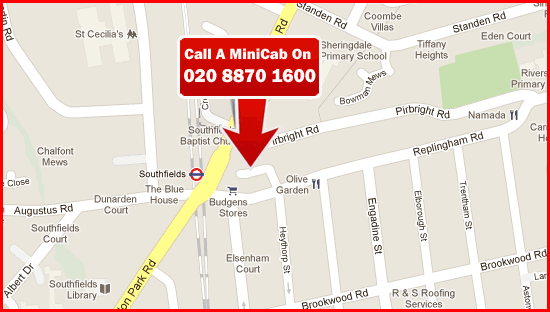 southfields map - london minicab